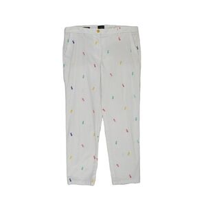 Talbots Pineapple Chino Pants Women's Size 12 White Multi‎ Embroidered Tropical